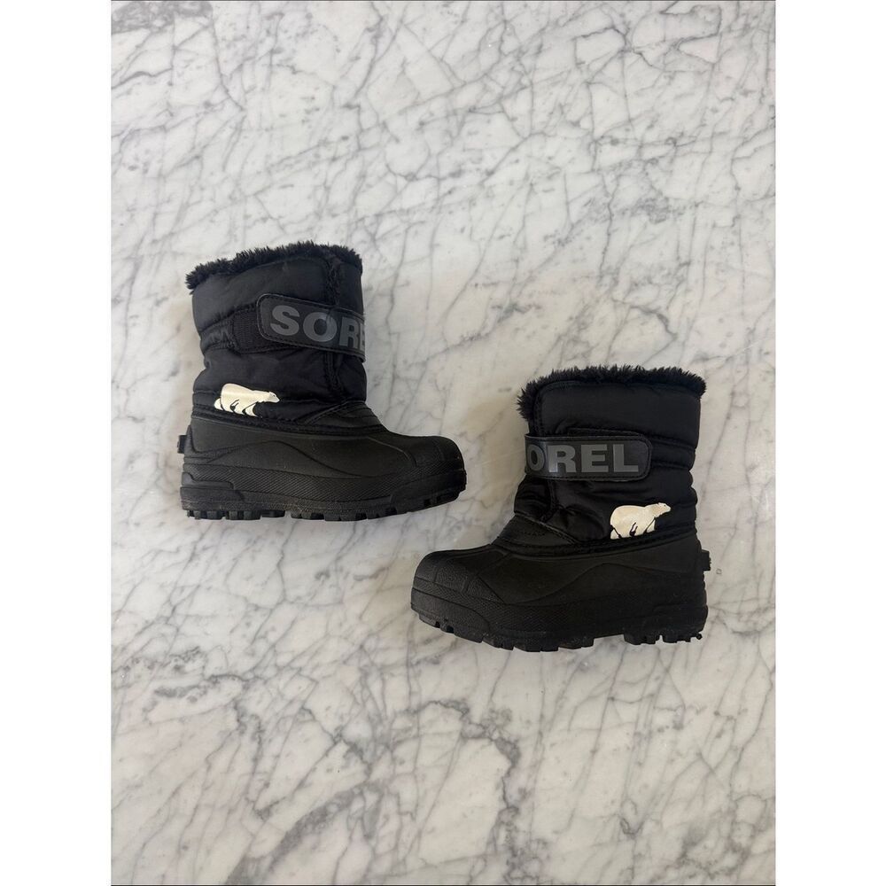 Sorel Black Childrens Snow Commander Toddler Little Kid Snow Boots Sz 12